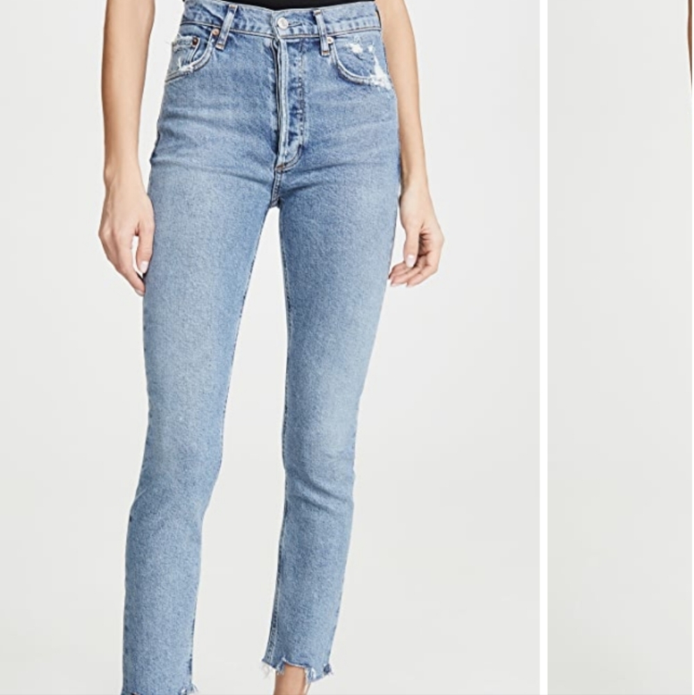 AGOLDE NICO HIGH RISE DISTRESSED JEANS LIGHT WASH WOMEN'S JEANS 25 - Picture 5 of 16